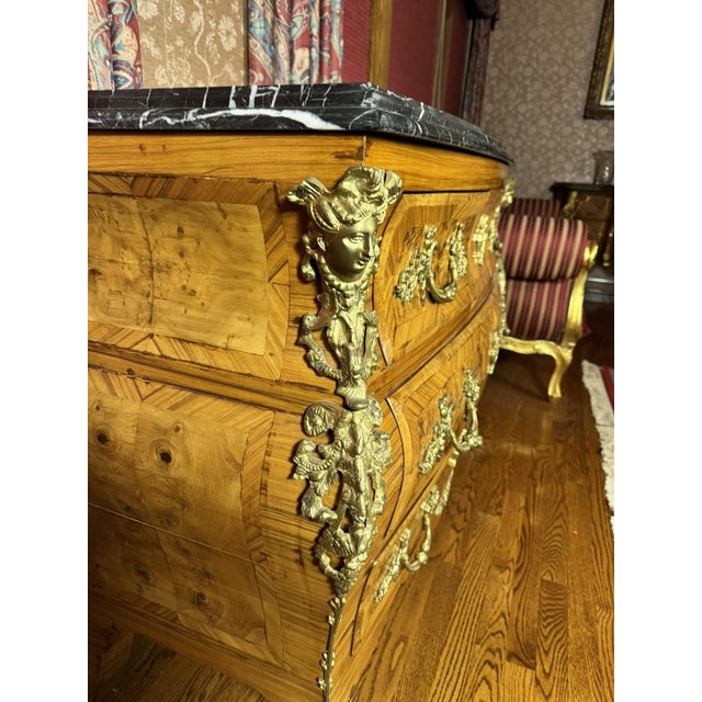 Mid 20th Century Louis XV Style Gilt-Mounted Bombe Commode With Marble Top For Sale In Miami - Image 6 of 6
