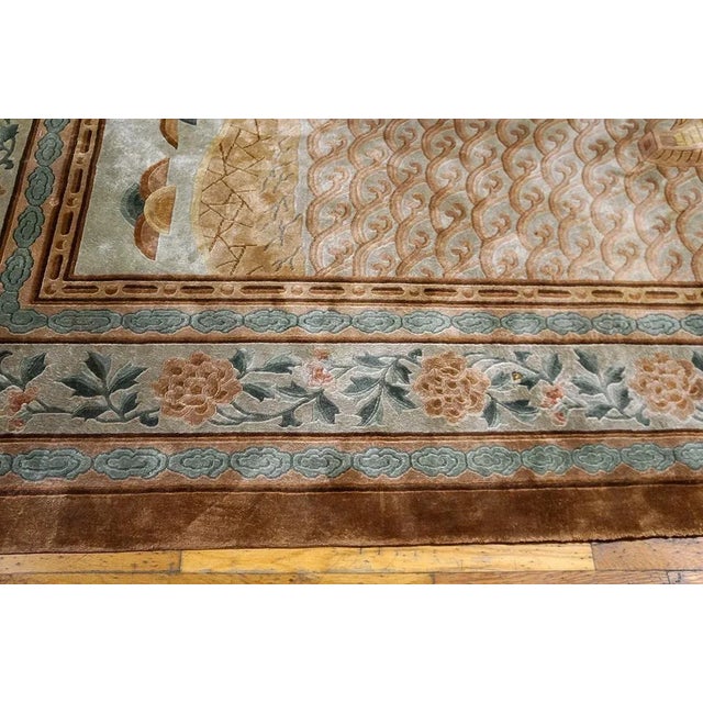 1970s Vintage 1980s Chinese Silk Carpet ( 9' x 12'2" - 275 x 370 cm ) For Sale - Image 5 of 5