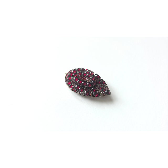 Victorian Antique Victorian Bohemian Garnet Double Layer Leaf Brooch Pendant For Sale - Image 3 of 10