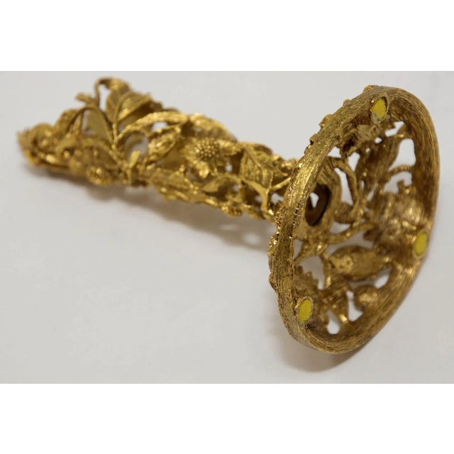 Gold Vintage Matson Ormolu Gold Tone Metal Filigree Bud Vase Holder 1940's For Sale - Image 8 of 13