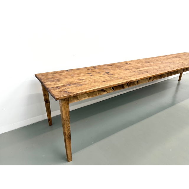 Large Farmhouse Table in Pine with Spindle Legs, 1950s For Sale - Image 15 of 18