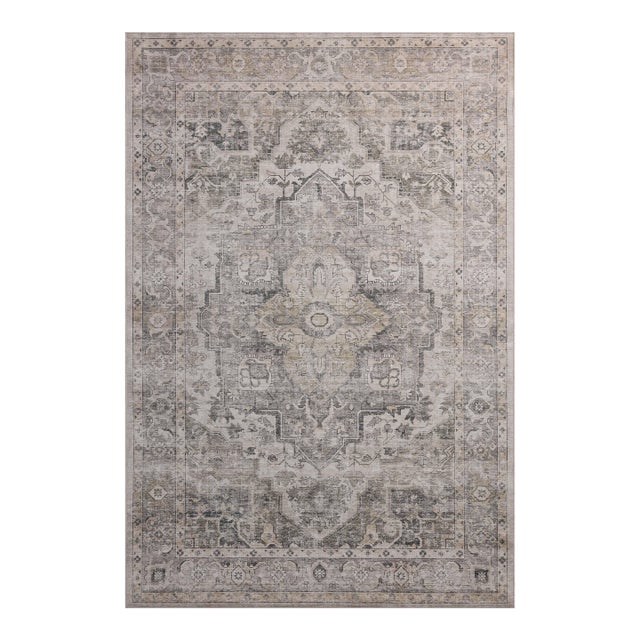 Amber Lewis x Loloi Josie Silver / Natural 2'-6" x 10'-0" Machine Washable Runner Rug For Sale