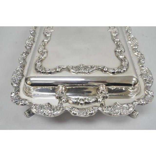 Vintage Poole Silver Plated Footed Covered Vegetable Serving Dish Platter W/ Lid For Sale In Philadelphia - Image 6 of 18