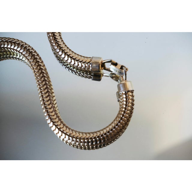 Vintage 1970s Snake Chain Tassel Choker Necklace, Gold-Tone Choker For Sale - Image 10 of 13