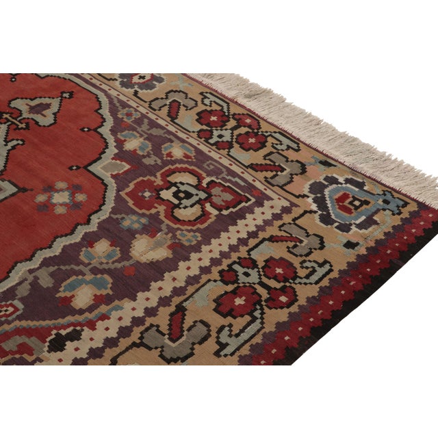 Rug & Kilim Vintage Bessarabian Kilim Rug in Red and Purple Medallion Pattern For Sale - Image 4 of 7