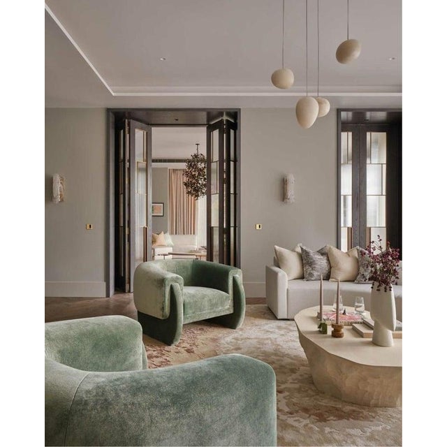 Luke Chair in Sage Green Cotton Velvet Upholstery by Munna For Sale - Image 4 of 5