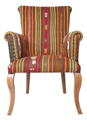 Comfortable Armchair Upholstery With Vintage Kilim