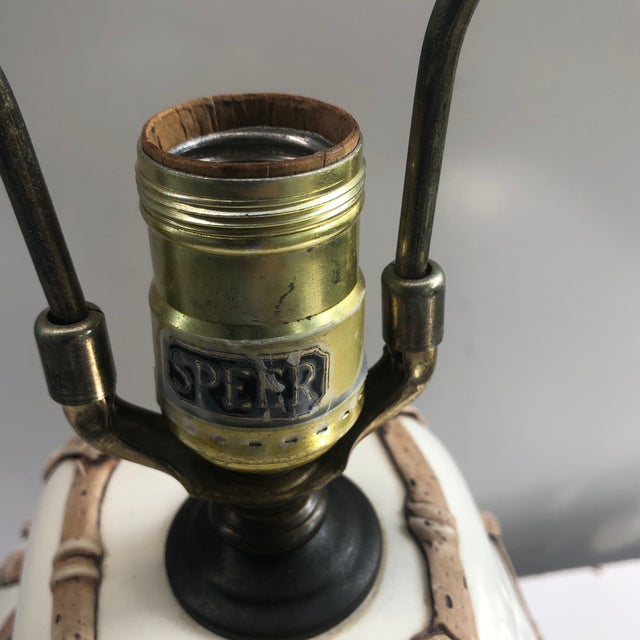 Speer Faux Bamboo Lamp on Lucite Base For Sale - Image 4 of 13