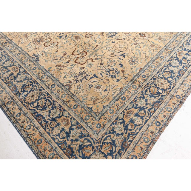 Persian Antique Persian Tabriz Floral Handmade Wool Rug For Sale - Image 3 of 9
