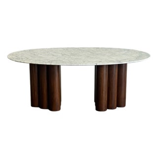 1980s Oval Dining Table With Sculptural Bases - 1 of 1 For Sale