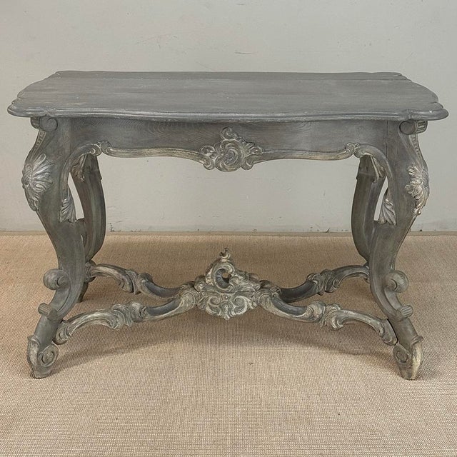 French 19th Century French Régence Hand-Carved & Painted Center Table For Sale - Image 3 of 18