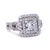 An elegant 18ct white gold diamond engagement ring featuring a princess cut natural diamond in a halo setting. Presented...