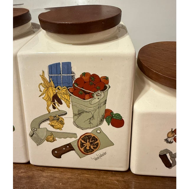 1970s Hyalyn Ceramic Canisters With Creamer and Sugar Set - 6pcs For Sale - Image 14 of 16