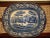 Unusual large Staffordshire blue and white transfer ware platter / warming pan. This platter is seamlessly fitted into the...