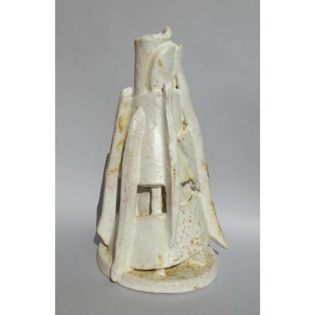 Ivory 'Tatline' Contemporary Architectural Ceramic Sculpture Vase / Lamp by Diane Grant For Sale - Image 8 of 10