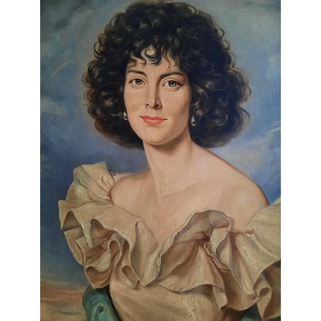 An elegant original oil portrait by Ronald Lee Anderson (American, 1929–2002), a Connecticut-based painter known for...