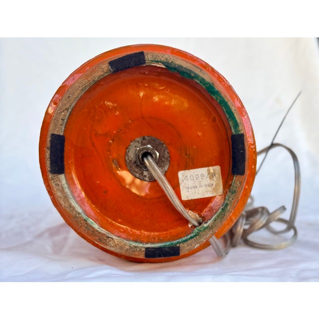 Orange Mid Twentieth Century Italian Orange and Yellow Ceramic Table Lamp For Sale - Image 8 of 12