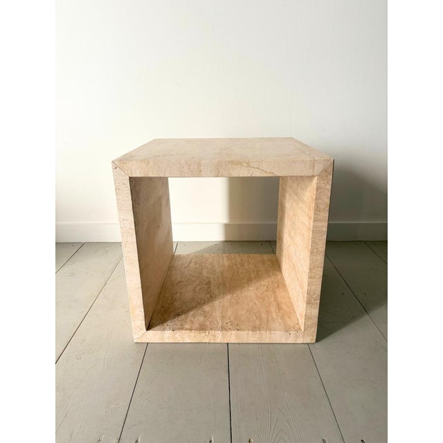 Cubical Travertine Marble Side Tables, Italy, 1980s, Set of 2 For Sale - Image 9 of 18