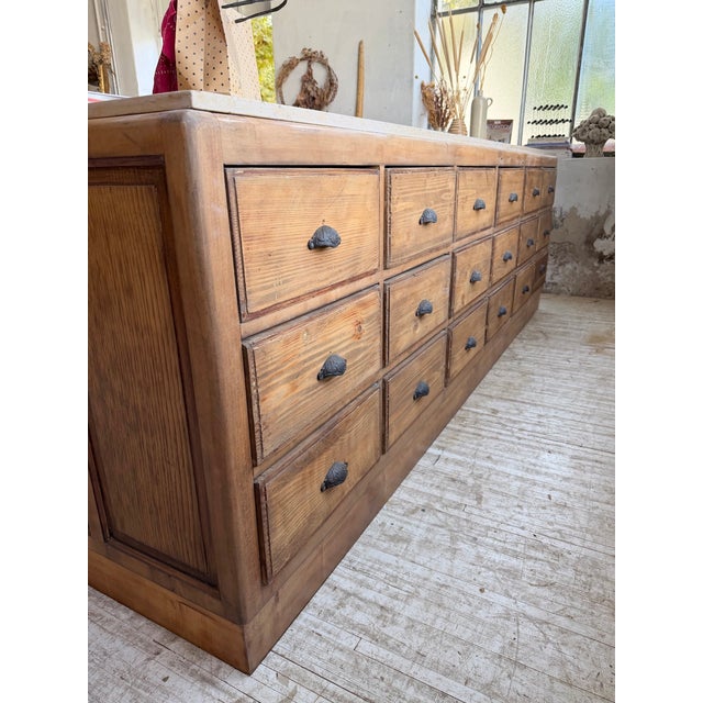 Antique Double-Sided Shop Counter with Marble Top, 1900s For Sale - Image 12 of 18