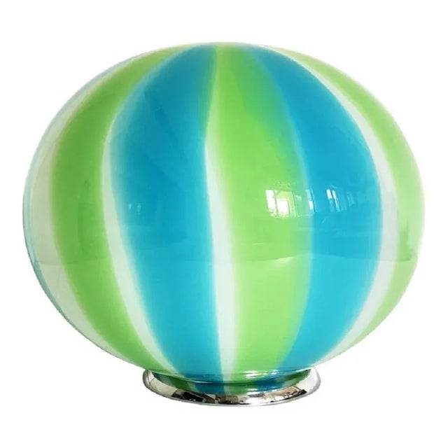Blue and Green Sphere Table Lamp in Murano Glass by Simoeng For Sale - Image 9 of 9