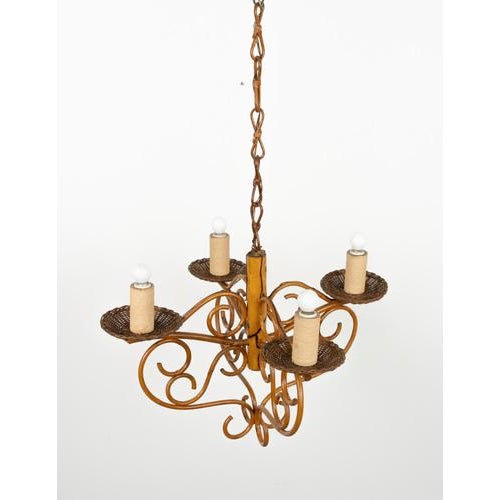 Mid-Century Pendant in Bamboo, Rattan and Wicker, Italy, 1960s For Sale - Image 6 of 17