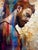 The Space Between by Jon Wassom | Mixed Media on Panel portrait of a man with a beard For Sale