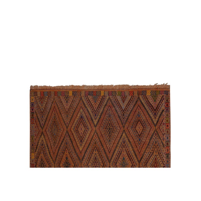 Mid-Century Modern 1960s Jajim Kilim With Bold Diamond Designs 5'4'' X 7'7'' For Sale - Image 3 of 11