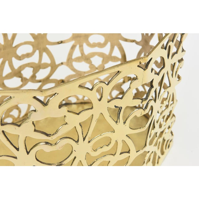 Brass Vintage 1950's Indoor Brass Planter With Scroll Design For Sale - Image 8 of 12