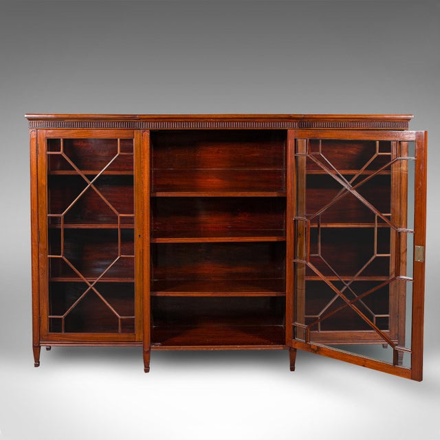 Victorian Large Antique Breakfront Bookcase, English, Cabinet, Georgian Revival, Victorian For Sale - Image 3 of 10