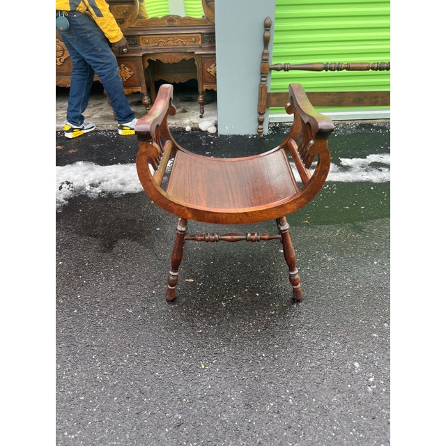 Modern Early 20th-Century Solid Wood Vanity Saddle Chair For Sale - Image 3 of 5