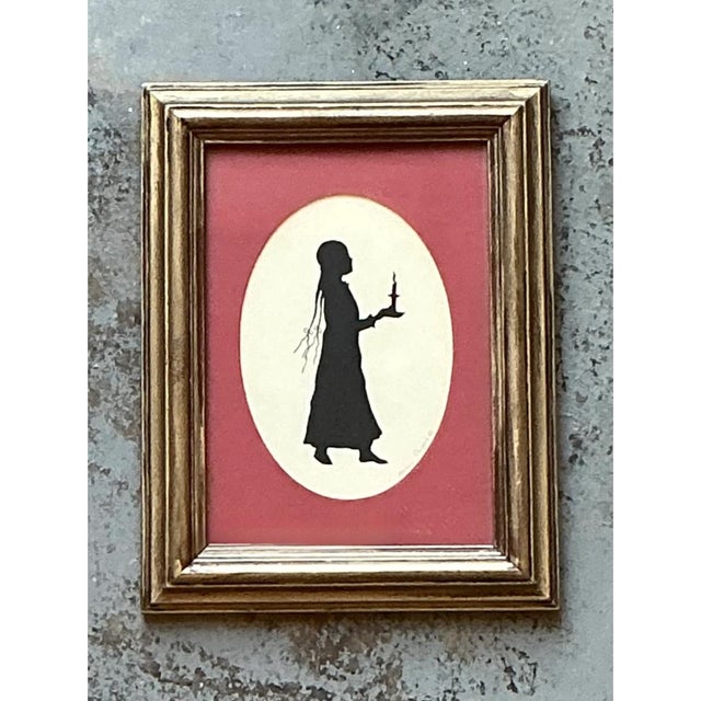 Early 20th Century Vintage Silhouette Portrait of Woman in Gold Frame For Sale - Image 5 of 12