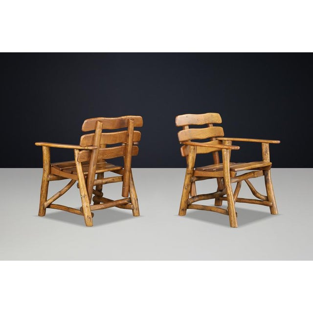 Sculptural Oak Armchairs, France, 1950s, Set of 2 For Sale - Image 15 of 17