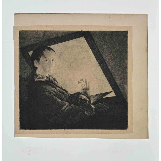 Modern J.-P. Norblin de La Gourdaine, Self-Portrait, Etching, Early 1800s For Sale - Image 3 of 3
