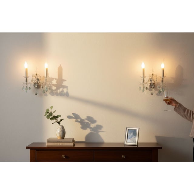 Crystal Bohemian Sconces, 1970s, Set of 2 For Sale - Image 14 of 15