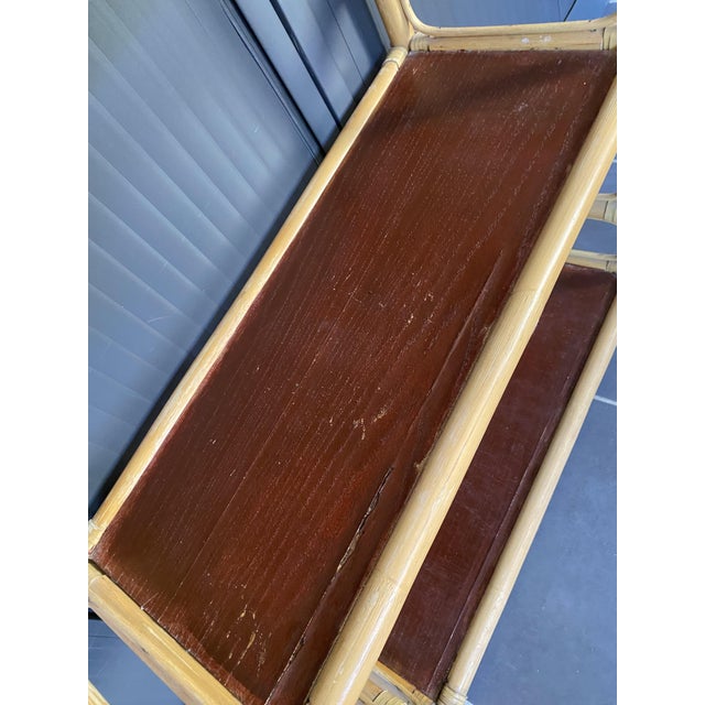 Vintage Leather and Rattan Bookcase, 1970s For Sale - Image 13 of 18