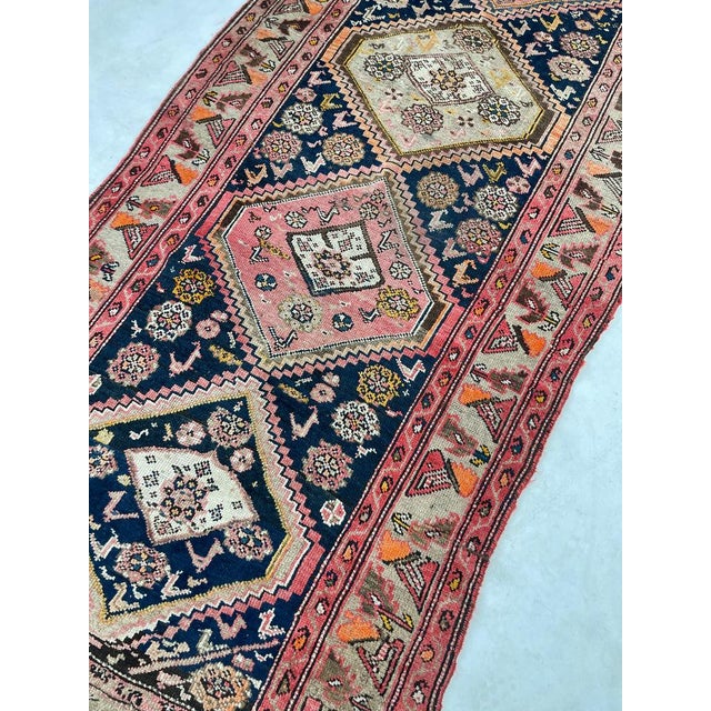 Wide Antique Runner SUNSET COLORS with Family of Sheep & Birds Woven Rug 4.4 x 12.4 For Sale - Image 12 of 16