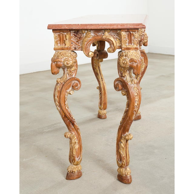 Early 20th Century Italian Baroque Style Marble Top Console Table For Sale - Image 5 of 18