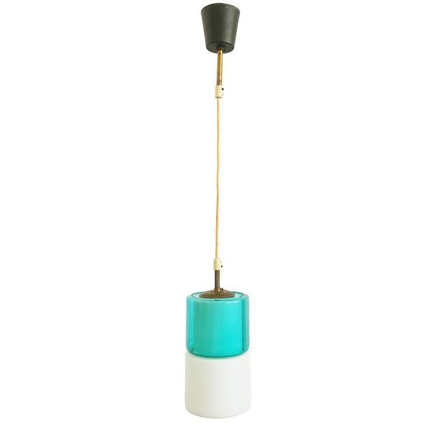 Mid-Century Modern Pendant Lamps with Glass Shades, 1950s, Set of 2 For Sale - Image 3 of 13