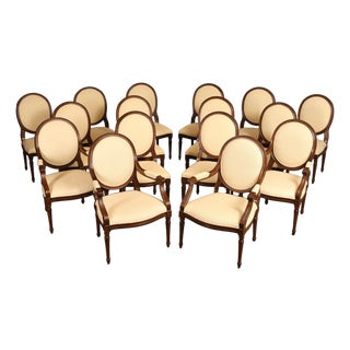 Louis XVI Style Set Of 16 Oval Back Dining Chairs For Sale