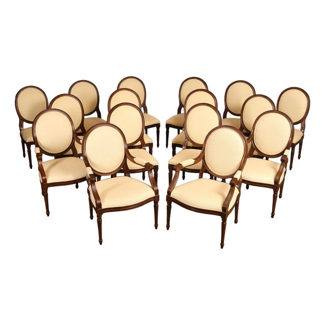 Louis XVI Style Set Of 16 Oval Back Dining Chairs For Sale