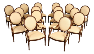 Louis XVI Style Set Of 16 Oval Back Dining Chairs