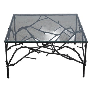 Modern Design Branch Form Iron and Glass Coffee Table For Sale