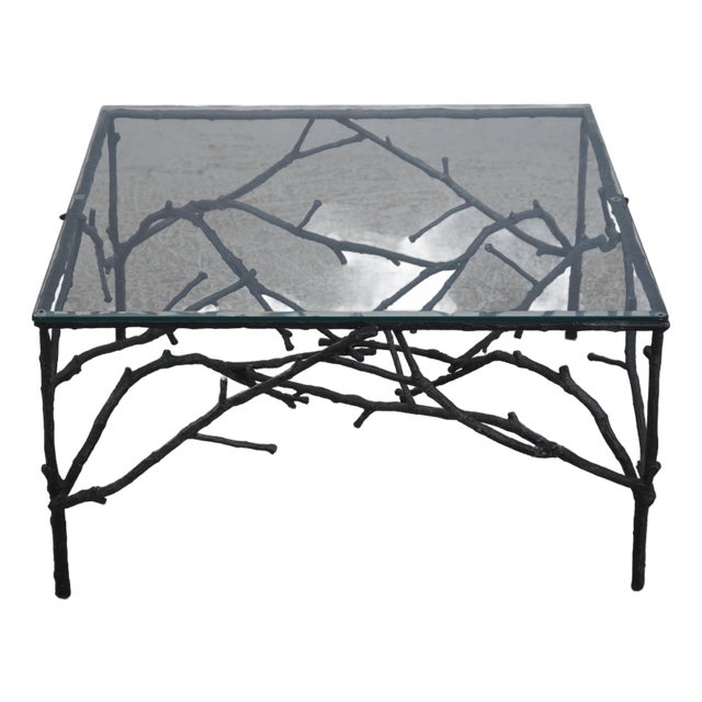 Modern Design Branch Form Iron and Glass Coffee Table For Sale