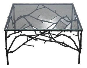 Modern Design Branch Form Iron and Glass Coffee Table