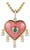 Rhodochrosite Heart Pendant With Emerald, Diamonds & 14k Gold For Sale