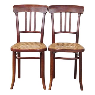 Set of Vintage Bistro Chairs with Matted Seats from Thonet For Sale