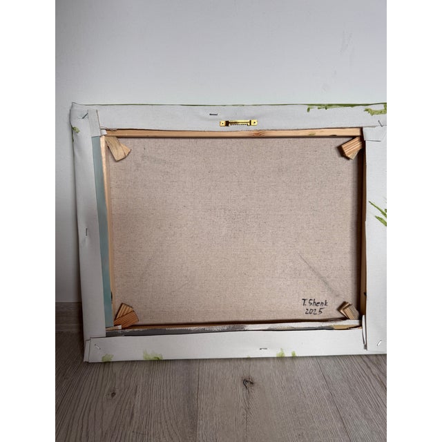 Green Abstract Acrylic Painting 16x20 Inches – Modern Minimalist Wall Art on Canvas – Textured Contemporary Artwork for Living Room Décor For Sale - Image 6 of 6