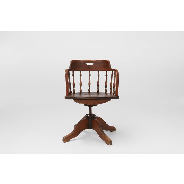 Wood English Swivel-Base Captain Desk Chair, 1850s For Sale - Image 7 of 14