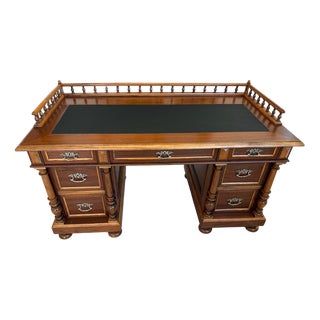 Gründerzeit Column Desk in Oak and Walnut For Sale