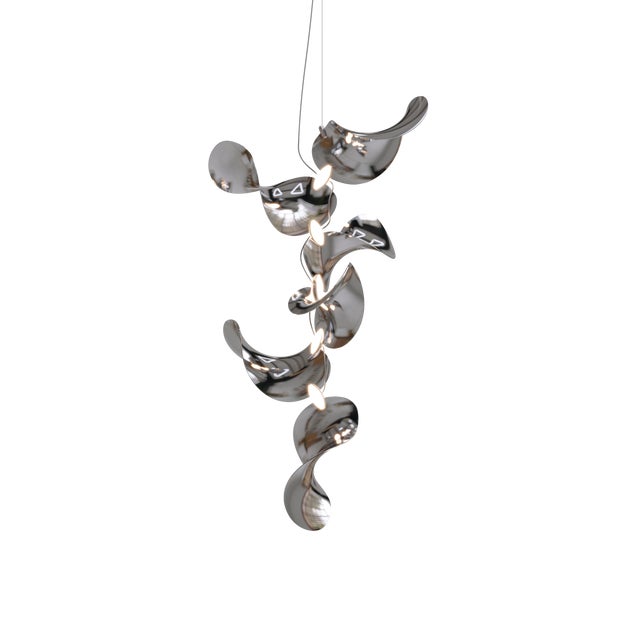 Silver Dune 6 Vertical Cluster Light with Silver Polished Shades by Daniel Becker For Sale - Image 8 of 8